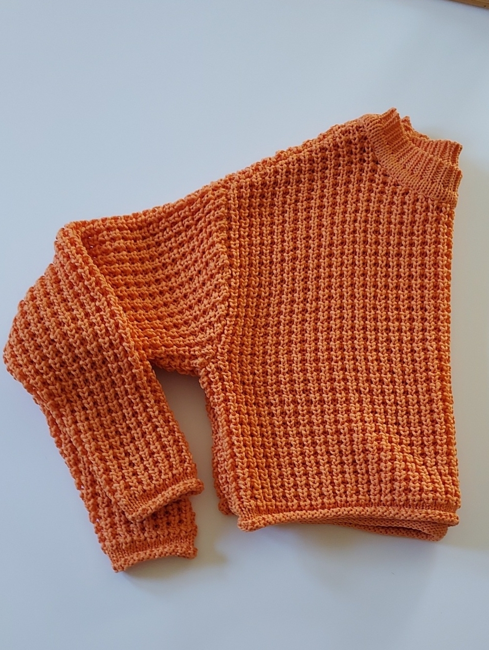 RD Style Chunky Knit Cropped Sweater - Soft Orange